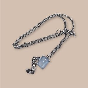 Blue Chaledony and Rhinestone Necklace